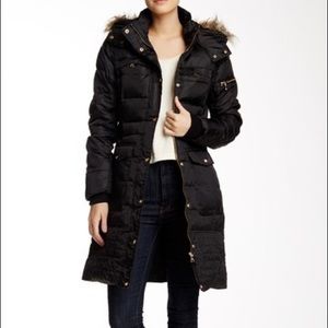New Sam Edelman Nicole Faux Fur Hooded Puffer Coat S